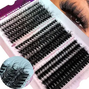 300pcs DIY False Eyelashes Set, Mixed Lengths 10-18mm, Reusable Self-Tape for Daily Use & Cosplay, Easy Application at Home, Fluffy Eyelash Clusters