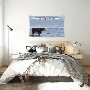 I May Be Stupid Funny Tapestry Banner 3x5 Feet Flag Funny Poster Durable Man Cave Wall Flag with Brass Grommets This beautiful entertaining banner flag for College Dorm Room Decor, Outdoor, events, festivals.