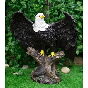 Large 18"H Wings Of Glory Perching Grand Bald Eagle Statue Home Garden Figurine