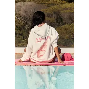 Kaiia Amalfi Back Graphic Oversized Hoodie White