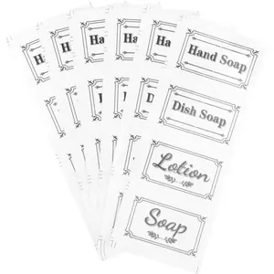 6 Sheet Transparent Bottle Labels for Bathroom Waterproof Hand Soap/Dish Soap/Lotion/Labels Stickers, Self- Adhesive Bathroom Dispenser s,Travel Bottle s