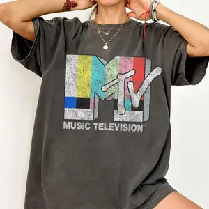 MTV Classic Vintage tv Signal Logo T-Shirt, Retro 80s & 90s MTV Family Matching Tee, MTV Birthday Girl Music Television Signal Logo T-Shirt