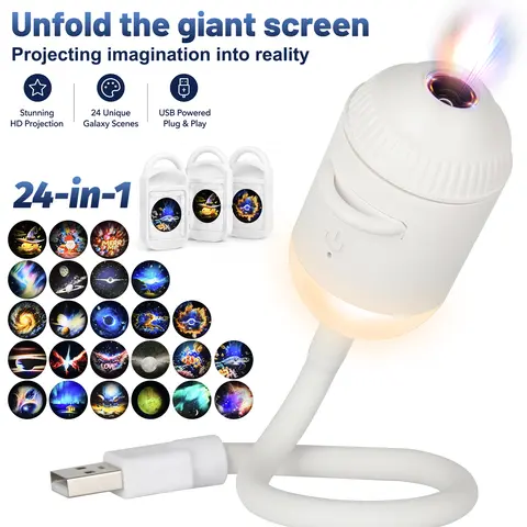24-in-1 Projection Night Light, Starry Sky Projector Lamp, Dual-Mode Night Light, 360° Adjustable Direction & Clarity Focus, USB Portable, Soft Eye Protection, Healing Ambient Light, Sleep Companion for Adults Kids, Home Bedroom Decor
