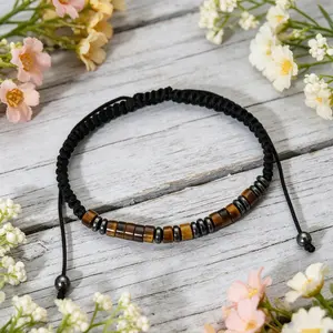 Morse Code Secret Message Triple Protection Bracelet | Tiger Eye Hematite Jewelry Gift | Reiki Healing Beaded Bracelet for Men Women