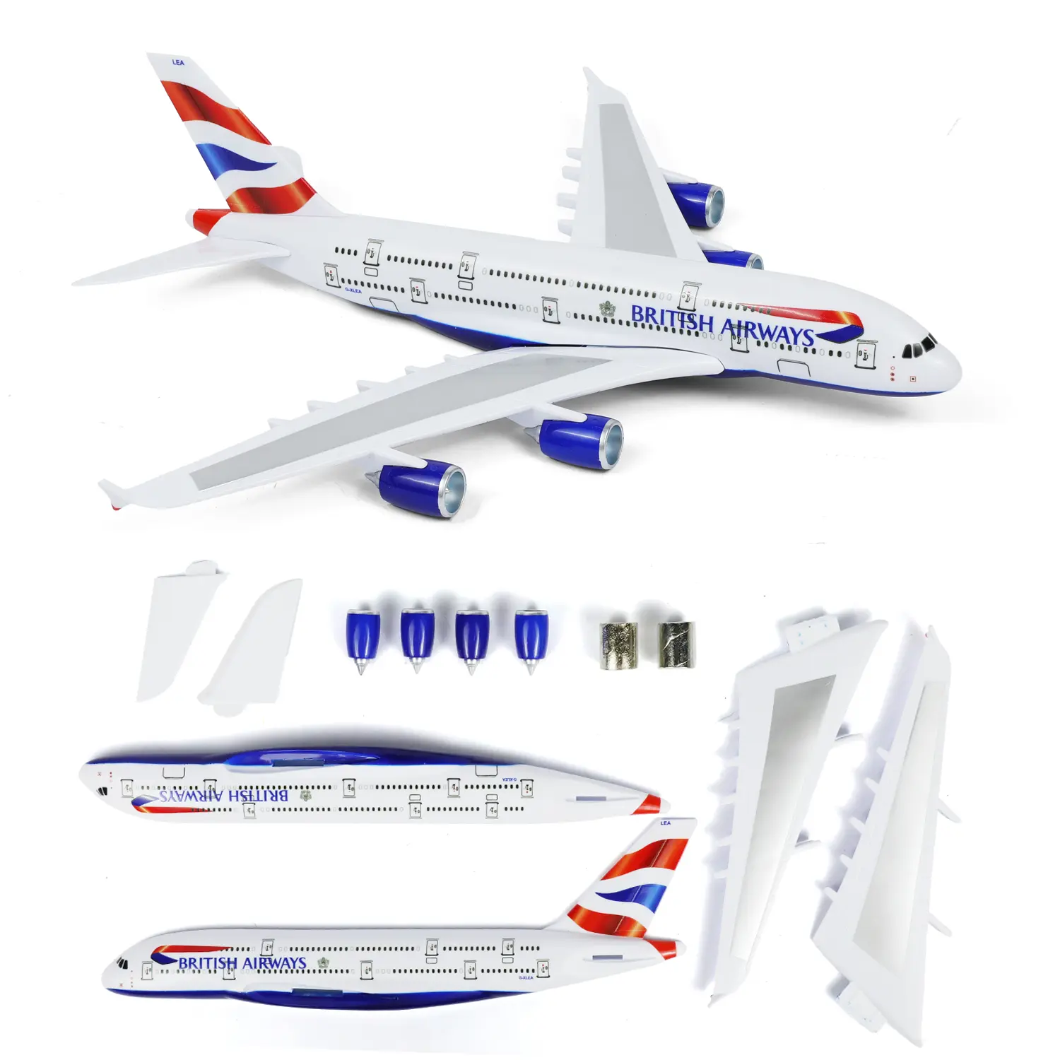 Airbus A380 Plastic Aircraft Building Set - 1:280 Quick-Build Building Block Model, Complete DIY Collectible for Office Desk or Bookshelf Display with Stand