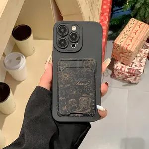 Two-Piece Set Self-Adhesive Card Holder Phone Case, Western Boot Pattern Tpu Protective Shockproof Cover for iPhone Models, Ideal Gift iPhone Compatible with 17 16 15 14 13 12 11 X XS XR Pro Max Plus Air Cellphone Casing