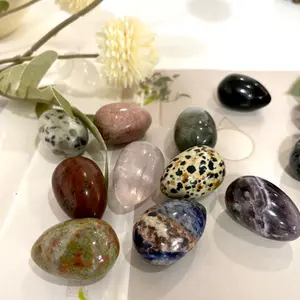 12 Counts Different Material 3CM Egg Crystal Rose Quartz Clear Quartz Kiwi Jasper Sodalite Amethyst Opalite Unakite Healing Crystal From IG Crystal
