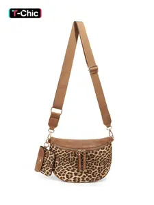 Leopard Pattern Crossbody Bags for Women, Women's Fanny Pack with Headphone Bag, Fashion Shoulder Bag with Adjustable and Removeable Straps for Daily Shopping Travel, Adjustable Strap Purse, Trendy Shoulder Bag, Stylish Crossbody Bags