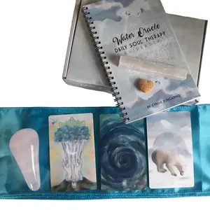 Water Oracle Daily Soul Therapy Cards by Elementals World, Use the Element of Water to keep you in better flow, raise your vibration, and live a more fulfilling life 44 card deck, guidebook, decorative storage box