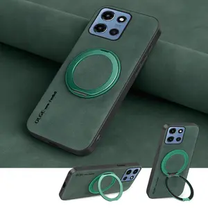 360° Spin Magnetic Stand for MOTO G Power 2025 /G 2025 /G 5G 2024/G Play 2024 5G /G Play 2024 4G /G Power 2024 5GCase, Luxury faux leather Case for MOTO G 2025 Phone Case, Fit for MagSafe, with Kickstand Rotatable, Fit for car holder