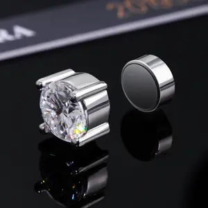 HELLOICE Moissanite Stud Earrings Round Cut 0.5Ct/1Ct Synthetic Moissanite Non-Piercing Earrings Gift for Women Men moissanite earrings