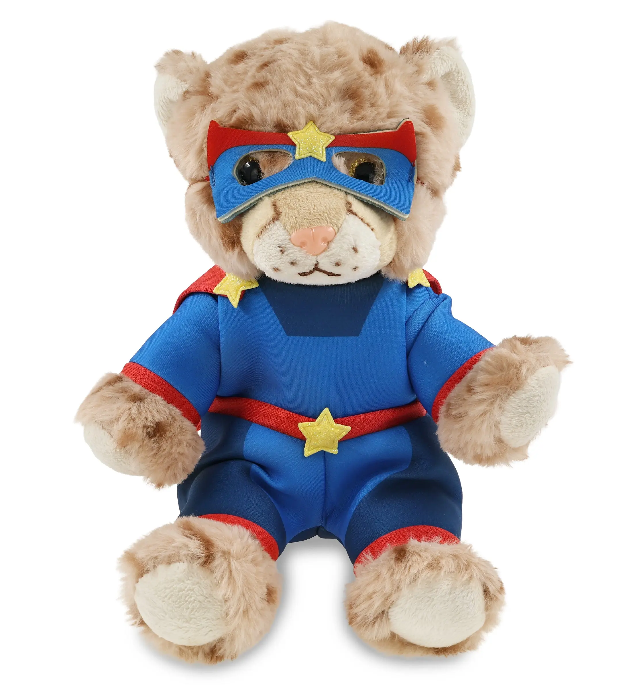 SUPER SOFT PLUSH - SQUAT CHEETAH 8.5 INCH With SUPER HERO Dress Up