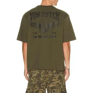 Von Dutch Originals Eagle Boxy Crop Tee in Olive Night