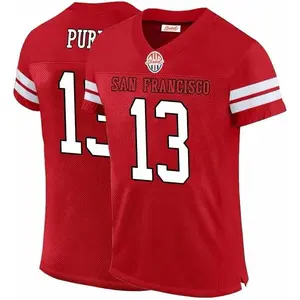 Mens Football Stitched T-Shirt for Sports Fan Red/White