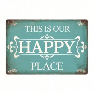 1PC Vintage Aluminum Wall Sign Decorative Plaque With Classic Wall Mounted Rectangle Design Teal Background Elegant Lettering Ideal For Indoor Outdoor Home Garden Decor