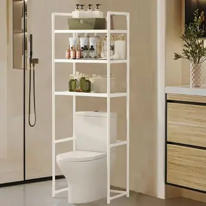 Three-tier toilet shelf, freestanding, space-saving, narrow and tall bathroom storage unit, suitable for towels, toiletries, easy to assemble, sturdy plastic/metal frame, vertical storage rack above the toilet, Bathroom Organizer