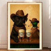 Black Pug with Busch Light