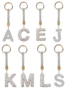 Women Girls Initial Letter Keychain, Bling Sparkly Pendant, A-Z English Letters, Cute Backpack Car Accessories Lanyard, Trendy Cute Keychain, Keychain for Bags, Keychain Jewelry