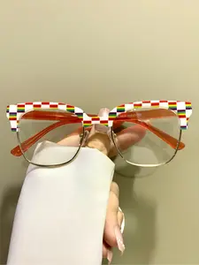 Unisex Vintage Multicolor Frame Eyeglasses, Trendy Casual Lightweight Eyeglasses for Everyday Use, Stylish Trendy Eyewear, Fashion Accessories for Outdoor Activities, Square Frame Glasses