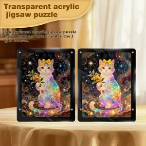 Transparent Acrylic Cat Puzzle, High Aesthetic and Parent-Child Interaction, Perfect for Family and Puzzle Lovers, Home Decor