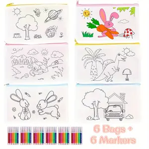 DIY Coloring Pen, Pencil and Marker Box Includes 6 sets of colored pencils + 6 random color pencil cases Adorable & stylish prints Cute & practical, enhances hands on creativity Perfect as a gift for Thanksgiving, and Christmas