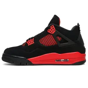 Nike Air Jordan 4 Retro “Red Thunder” Basketball Shoes | Black and Red Colorway Sneakers | High Top Classic Streetwear