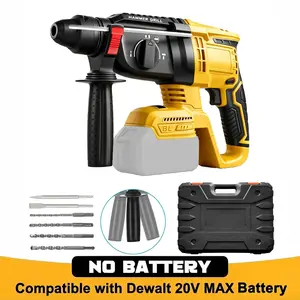 Brushless SDS-Plus Rotary Hammer Compatible with DeWalt 20V MAX Battery – 2.7J Impact Energy, 4-Mode Hammer Drill, Includes 6 Drill Bits (Tool Only)