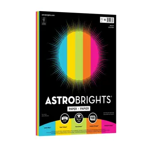 Astrobrights Color Paper, 8.5 x 11", 24 lb/89 Gsm, 5-Colors, 100 Sheets, Bright Assortment, Item 98768