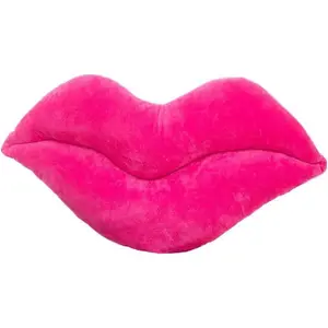 Hot Pink Lip Shape Throw Pillows for Girls – Soft Velvet Decorative Reversible Pillow Cushion for Bed, Couch, or Office (23.6 x 13.6 inches)