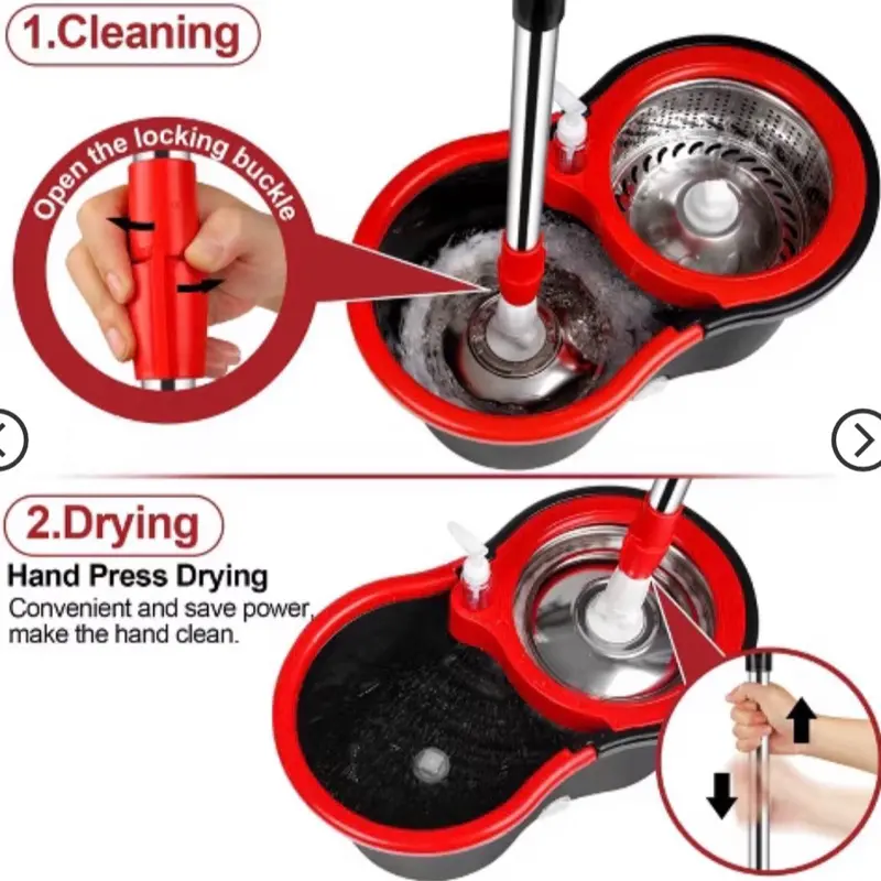 Spin Mop and Bucket with Wringer Set, 360° Spinning Mop Bucket System with 3 Microfiber Mop Replacement Heads and 61" Stainless Steel Adjustable Handle for Floor Cleaning (20QT) scented