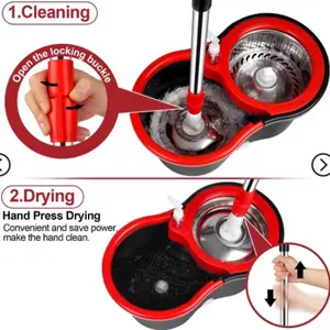 Spin Mop and Bucket with Wringer Set, 360° Spinning Mop Bucket System with 3 Microfiber Mop Replacement Heads and 61" Stainless Steel Adjustable Handle for Floor Cleaning (20QT) scented