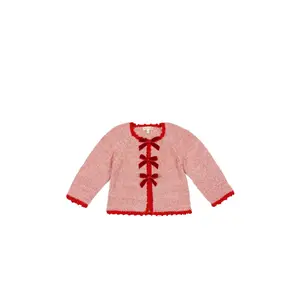 Wild Wawa Velvet Bow Sweater in Rosewood & Ruby