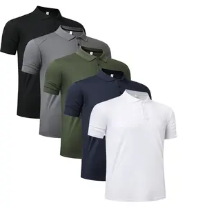 【Choose A Size Up】3/5 Packs Men's Greenish Spring Moisture-Wicking Quick Dry Performance Short Sleeve Polo Shirts,Elastic Classic Soft Shirt Men, Lightweight Gym Workout Athletic Clothing Comfortable Everyday Casual Wear Ideal Gift