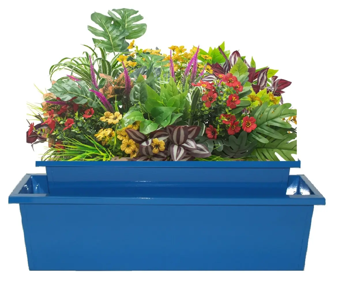 Houston International Trading 8625-2E B Unisex Enameled Galvanized Steel Rectangle Window Box Planter, Weather Resistant, Indoor/Outdoor for Herbs & Flowers, Set of 2 Package