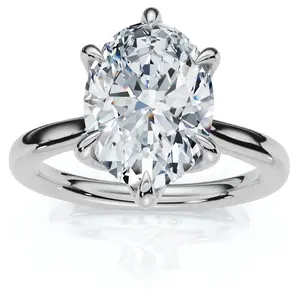 Certified 1 1/2Ct Oval Diamond Solitaire Engagement Ring 14k White Gold Lab Grown
