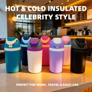 12oz Premium Double Wall Vacuum Stainless Steel Insulated Tumbler for Women, Summer Portable Travel Mug with Handle, 12H Heat & 24H Cold Retention, Reusable Coffee Cup for School Office Home Daily Use, Brand Equivalent