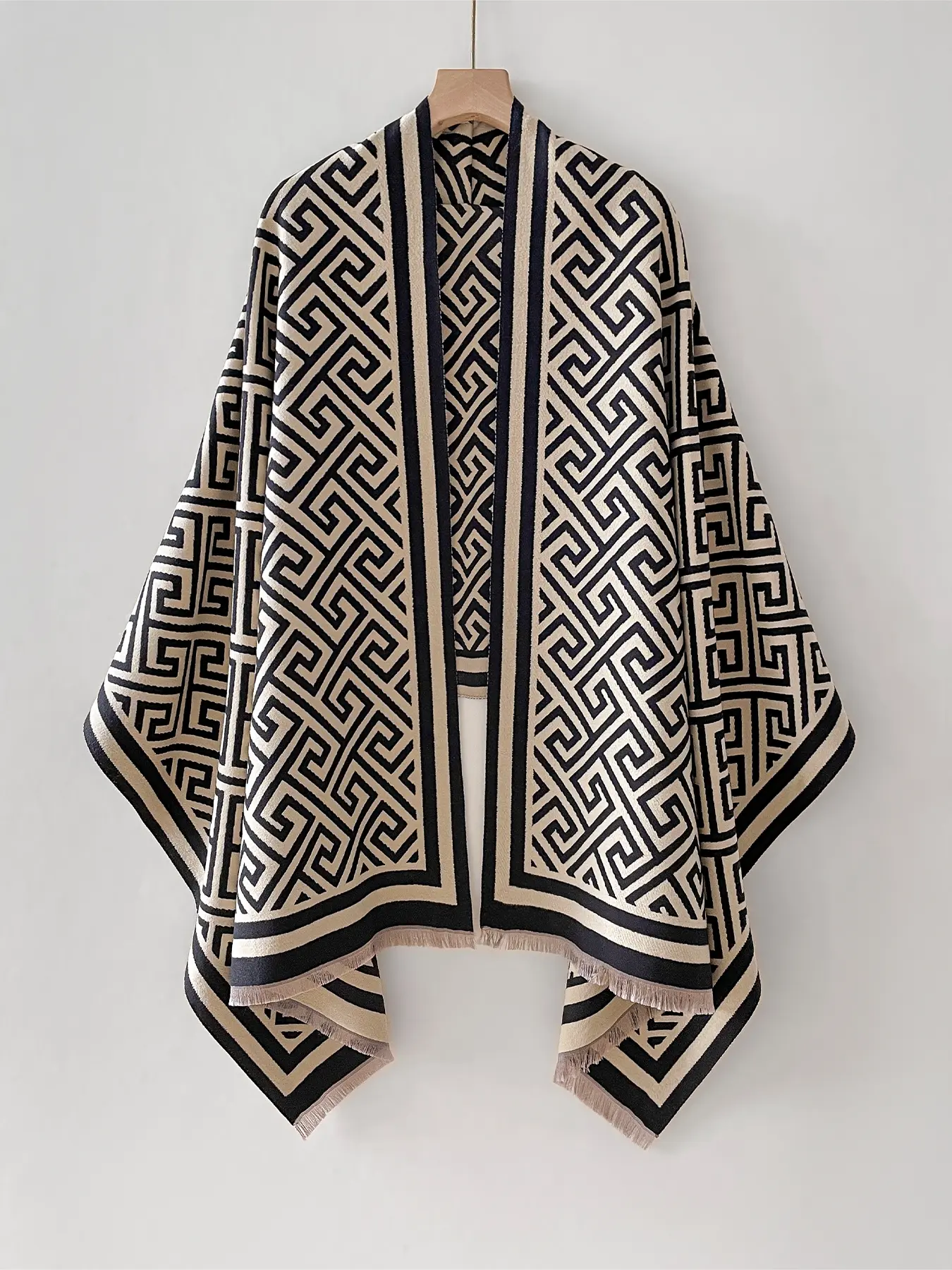 Classic Pattern Fashion Shawl Wrap, Casual Fitted Design, Thick Woven Fabric for Fall & Winter, Multi-purpose Large Scarf, High-end Accessory