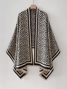 Classic Pattern Shawl, Casual Fitted Design, Thick Woven Fabric for Fall & Winter, Multi-purpose Large Scarf, High-end Accessory