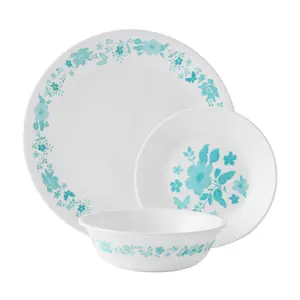 12-Piece Dinnerware Set, Evie, Teal, by Corelle Bowl Cutlery