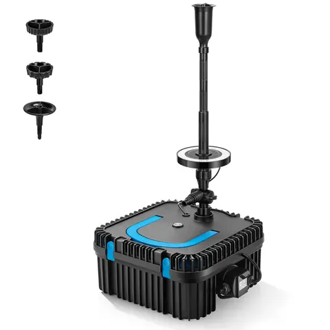 VIVOHOME 690-820-900GPH RGB Pond Filter Fountain with 6W LED Lights, Submersible Water Pump with Multi-Stage Filtration for Koi Ponds, Waterfalls, Outdoor Water Features