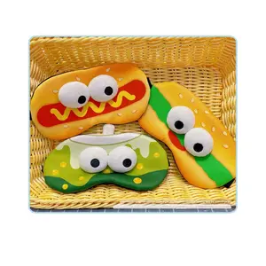 Polyester Funny Burger, Hot Dog Cartoon Sleep Eye Mask for DIY Craft Projects