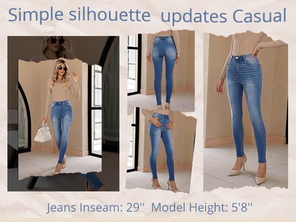 GRAPENT Skinny Jeans for Women High Waist Stretchy Classic High Rise Slimming Jeggings Denim Trousers Pants Womenswear Bottoms SpringStatements