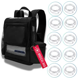 Inogen Rove 6 Backpack by o2totes with (10) nasal cannulas (latex free) + medical bag tag