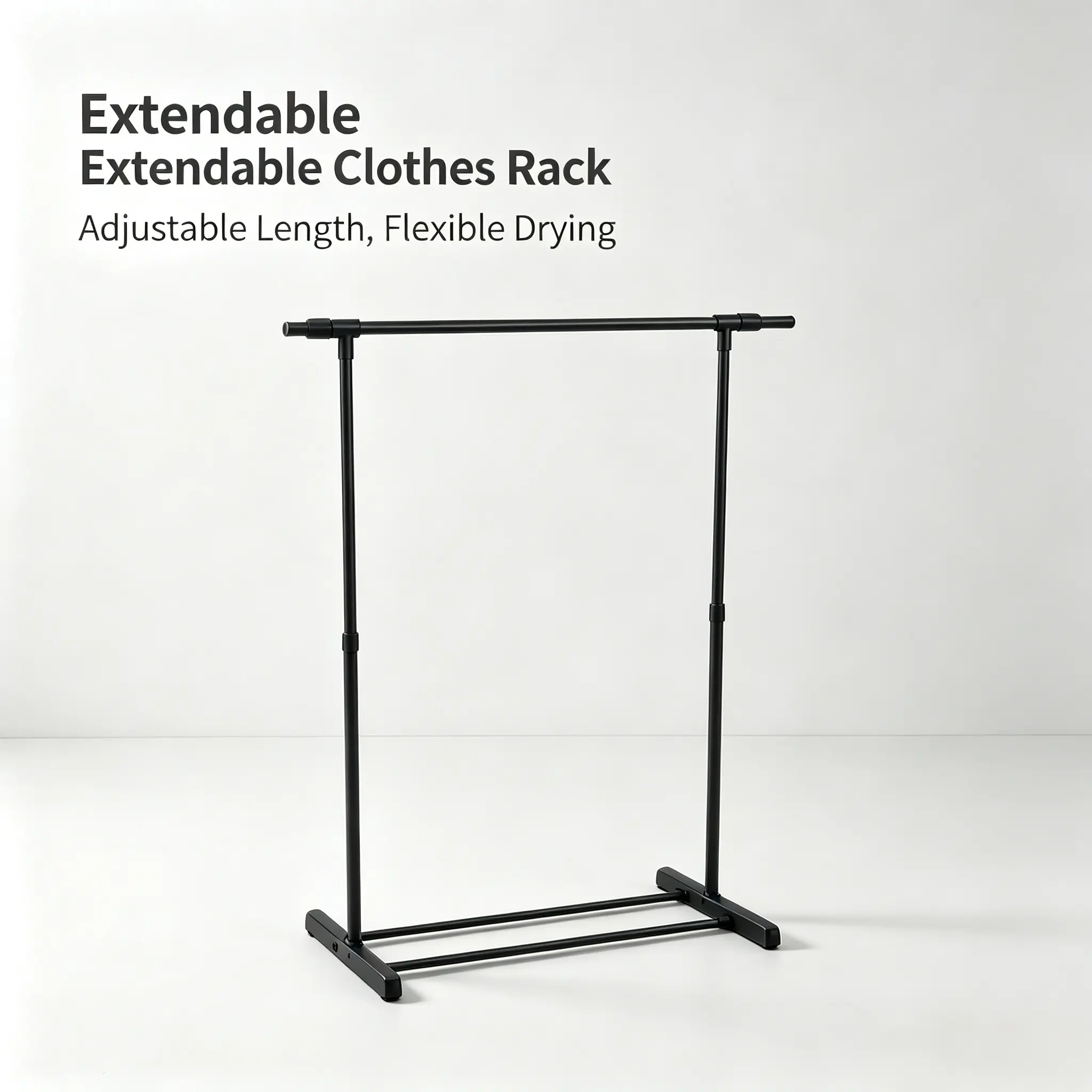 Extendable Freestanding Clothes Rack, Adjustable Length Garment Rack, Indoor & Outdoor Open Clothing Storage Rack for Balcony Bedroom Patio
