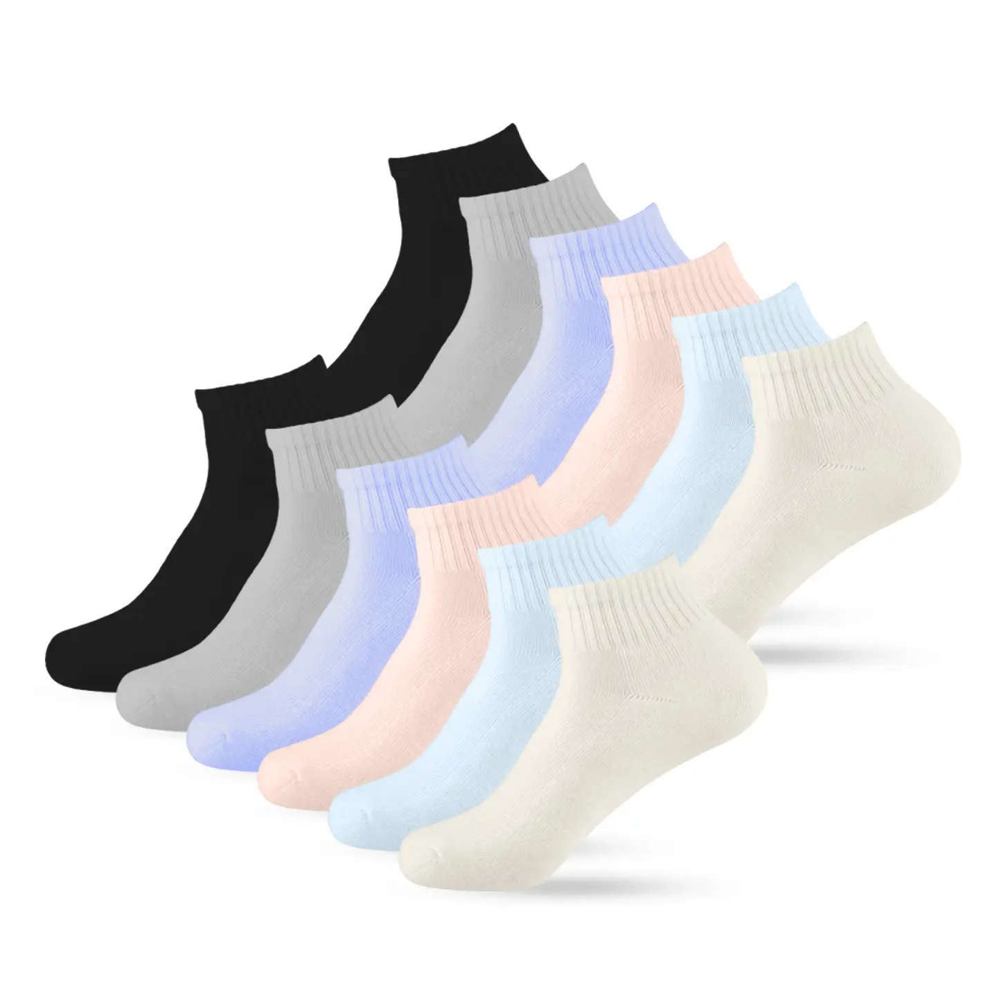 12 Pairs Women’s Quarter Socks Mini Crew Rib All Season Sports Comfort Cozy Soft Breathable Athletic Sweat-absorbing Comfy SOCKS Value Pack Aesthetic