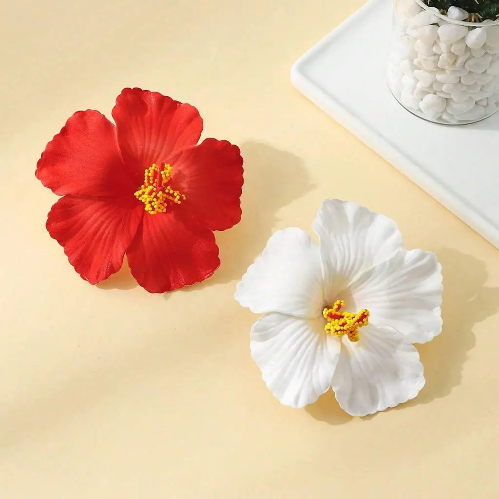 2pcs Hibicus Flower Hair Clips, Crab Headwear Hairpins Shark Ponytail For Women Hair Accessories Barrettes