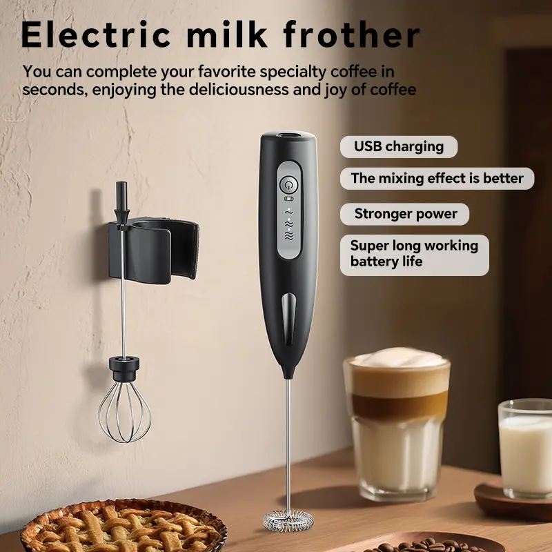 Battery-Powered Handheld Milk Frother - 304 Stainless Steel Whisk, Low-Decibel Motor, Lightweight Hand Mixer for Creamy Froth in Coffee, Hot Drinks, Ideal for Camping, Gifts, Milk Frother Handheld, Battery-Powered Handheld Hand Mixers