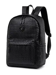 Fashion Unisex Woven PU Leather Plaid Pattern Backpack Travel Bag Bookbag, Stylish All-Season School & Casual Use, Durable Lightweight Design backpack for man，mochila，