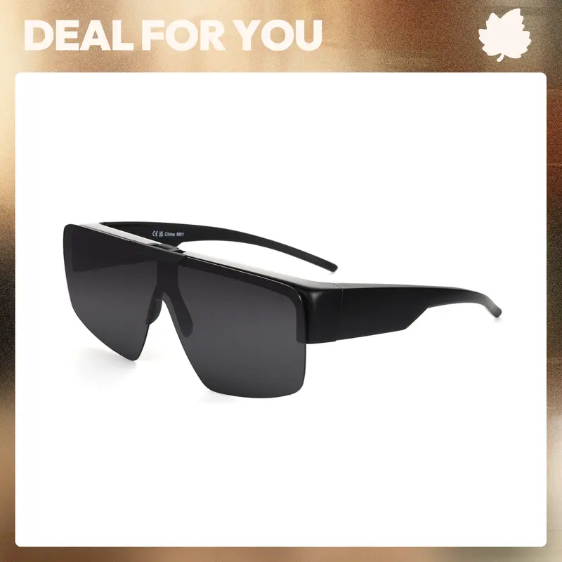 ZENOTTIC Men's Unisex Polarized Fit-Over Sunglasses - TR90 Full Rim Shield Frame, Flip-Up Design Polycarbonate Lens, UV400 Protection, Outdoor Sports Eyewear, Durability and Flexibility, Enhance Clarity, Microfiber Pouch