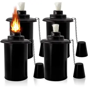 Refillable Decorative Torch Replacement Canisters for Bamboo Lantern Torches, for Yard Patio Deck Garden Party Landscape, 12oz 4Pack